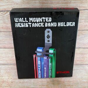 ETHOS Wall Mounted Resistance Band Holder Steel 6 Hook Gym Storage Rack Black